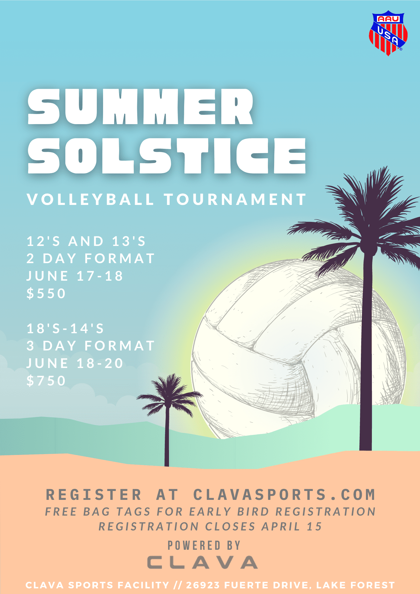 Clava Summer Solstice Volleyball Tournament Flyer